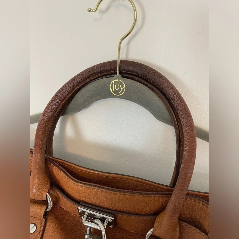 Michael Kors Hamilton Acorn Brown Saffiano Leather Shoulder Handbag Lock & Key